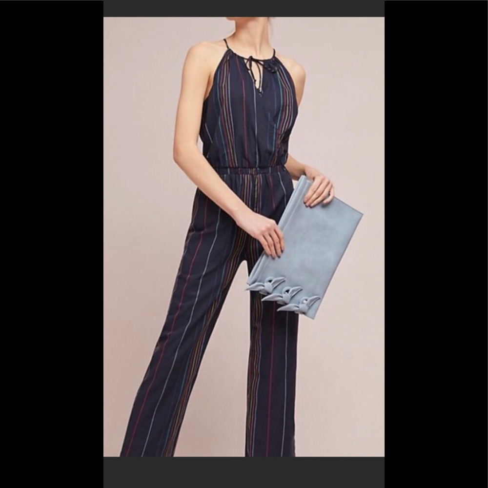 Anthropologie Dolan striped halter jumpsuit